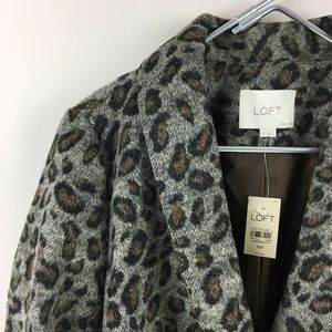 NWT Ann Taylor Loft Cheetah Print Button Blazer Jacket M Petite